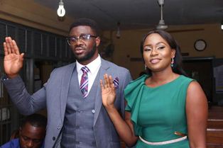 (Exclusive Photo) Super Eagles GK Akpeyi & Pretty Emmanuella Hold Secret Court Wedding In Lagos